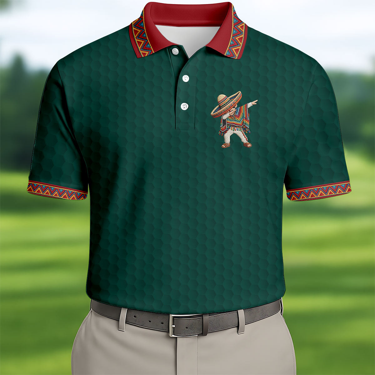 Cinco De Mayo Celebration Golf Ball Pattern Green Golf Shirt, Polo Shirts For Men