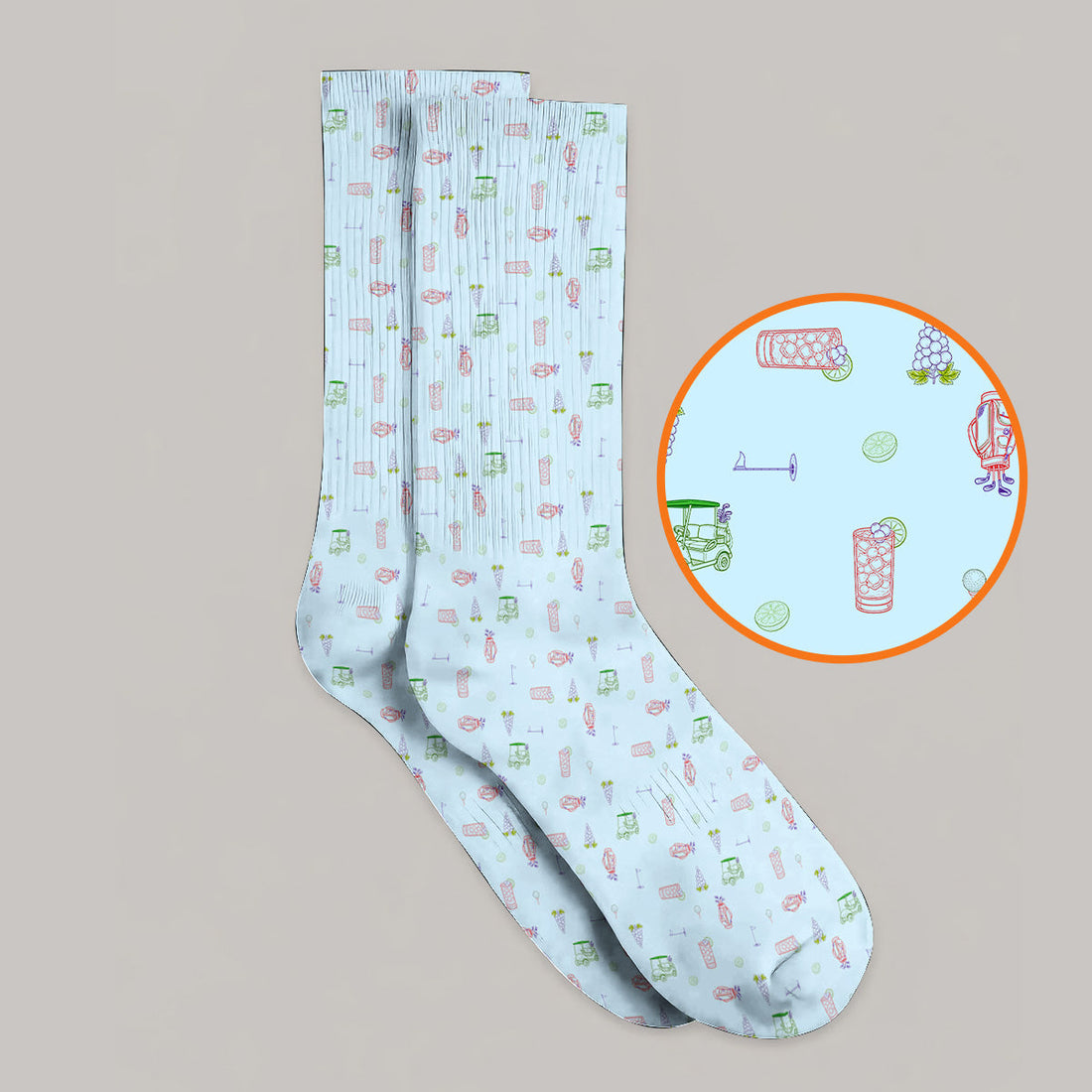 Transfusion Drink Golf Sock, Golf Cocktail Pattern Golf Socks, Cool Golf Lover Apparel For Golfer