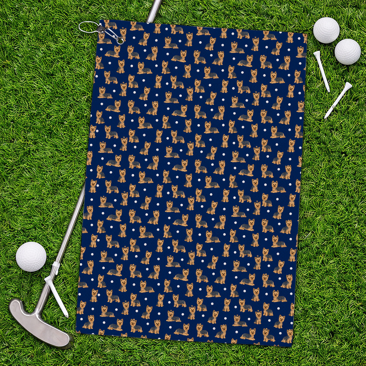 Yorkshire Terrier Golf Towel, Cute Yorkie Pattern Golf Towels, Dog Lover Golf Gift