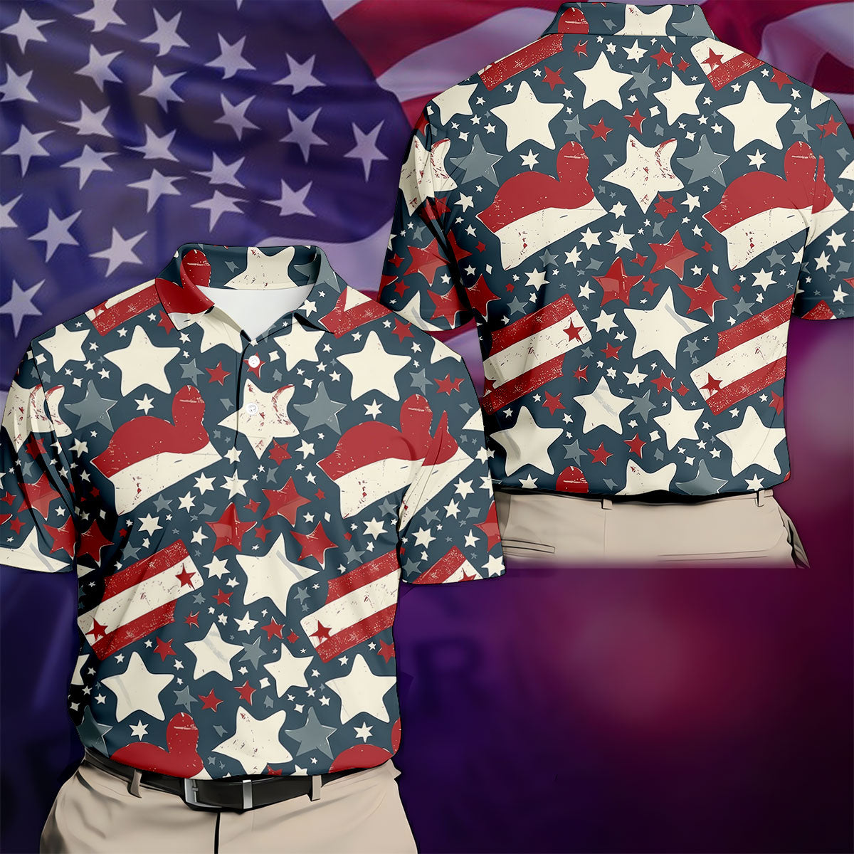 Distressed Texas Flag Golf Shirt, 250 Years Patriotic 4th Of July Golf Shirts For Men