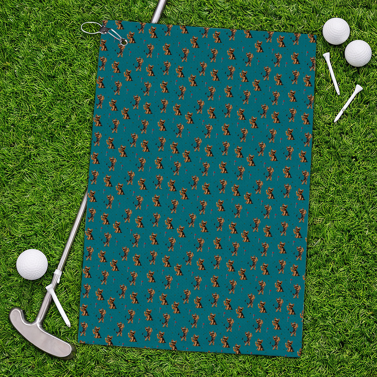 Funny Yorkshire Terrier Golf Towel, Cool Yorkie Pattern Golf Towels, Gift For Golf Lovers