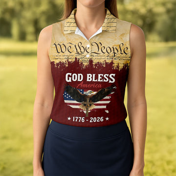We The People God Bless America Patriotic Golf Shirt, 250 Years 4th Of July Golf Shirt For Women