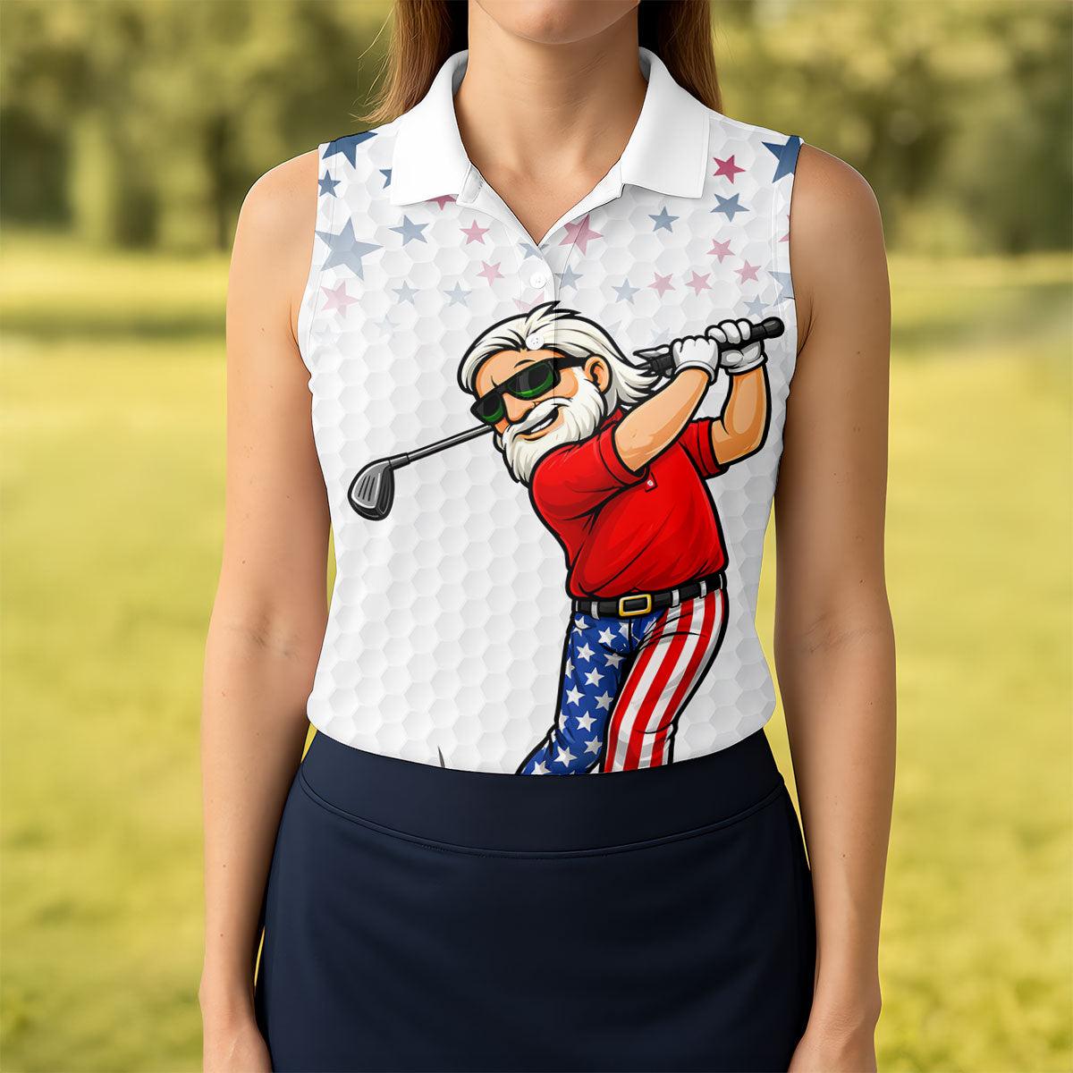 Swing Swear Look For Ball Repeat 250 Years Patriotic 4th Of July Funny Golf Shirt For Women