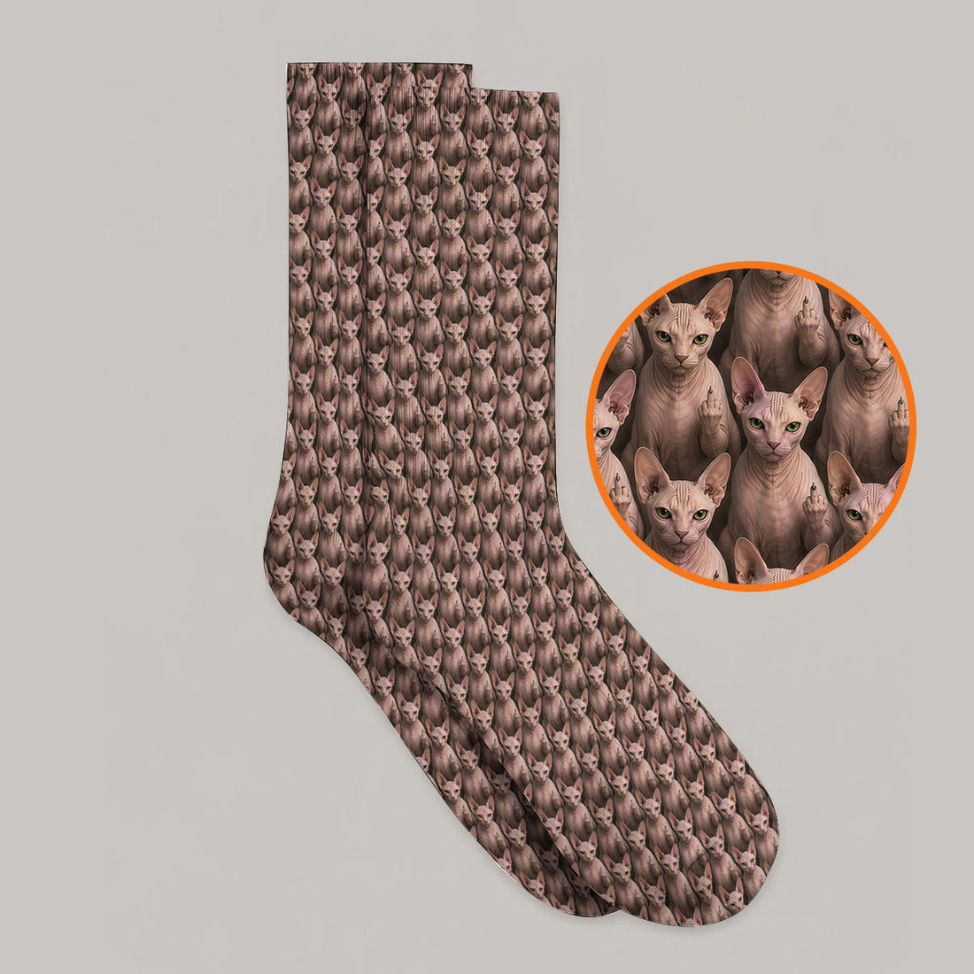 Funny Sphynx Cat Golf Socks, Hairless Cat Pattern Golf Sock, Crazy Golf Gift For Golfer