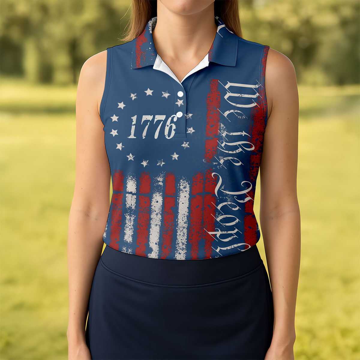 1776 We The People Red White Blue 250th Golf Shirt Patriotic Golf Shirt, Golf Shirts For Women