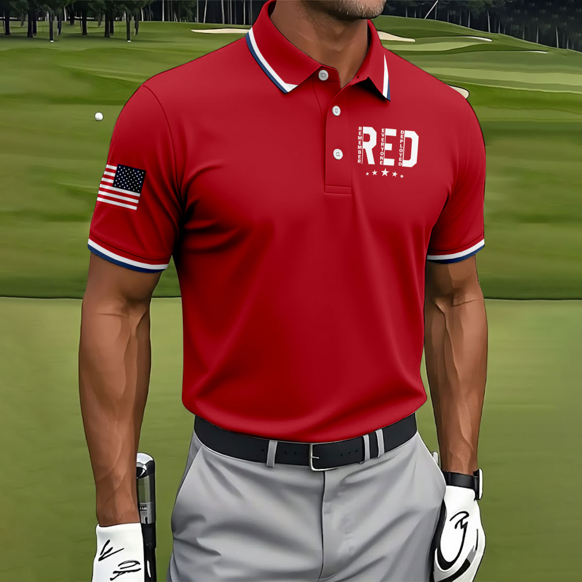 RED Friday Military Support 250 Anniversary Red Patriotic Golf Shirt, Golf Shirts For Men