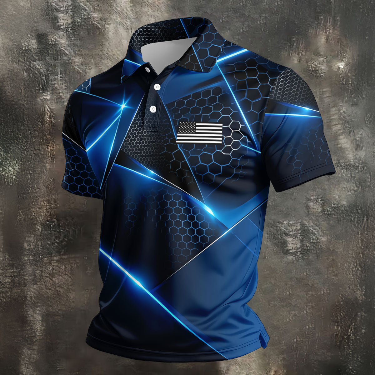 Black And Blue Gradient Patriotic Golf Shirt, 250 Years 4th Of July Golf Shirts For Men