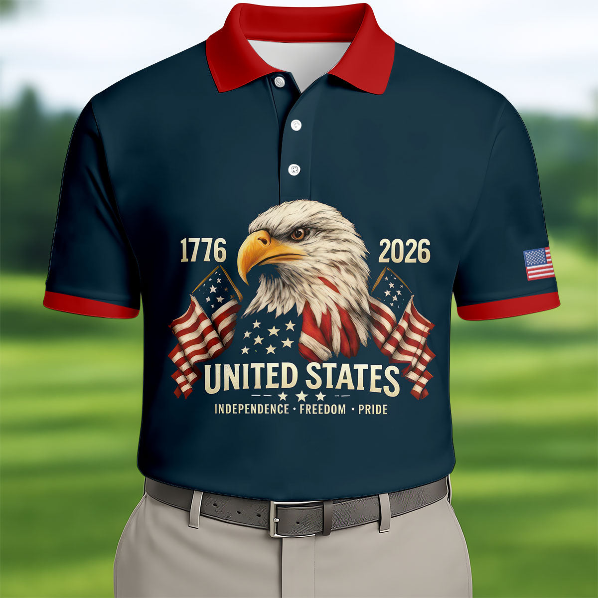 America 250 Men's USA 1776-2026 4th Of July Golf Shirt, Patriotic Golf Shirt, Golf Shirts For Men