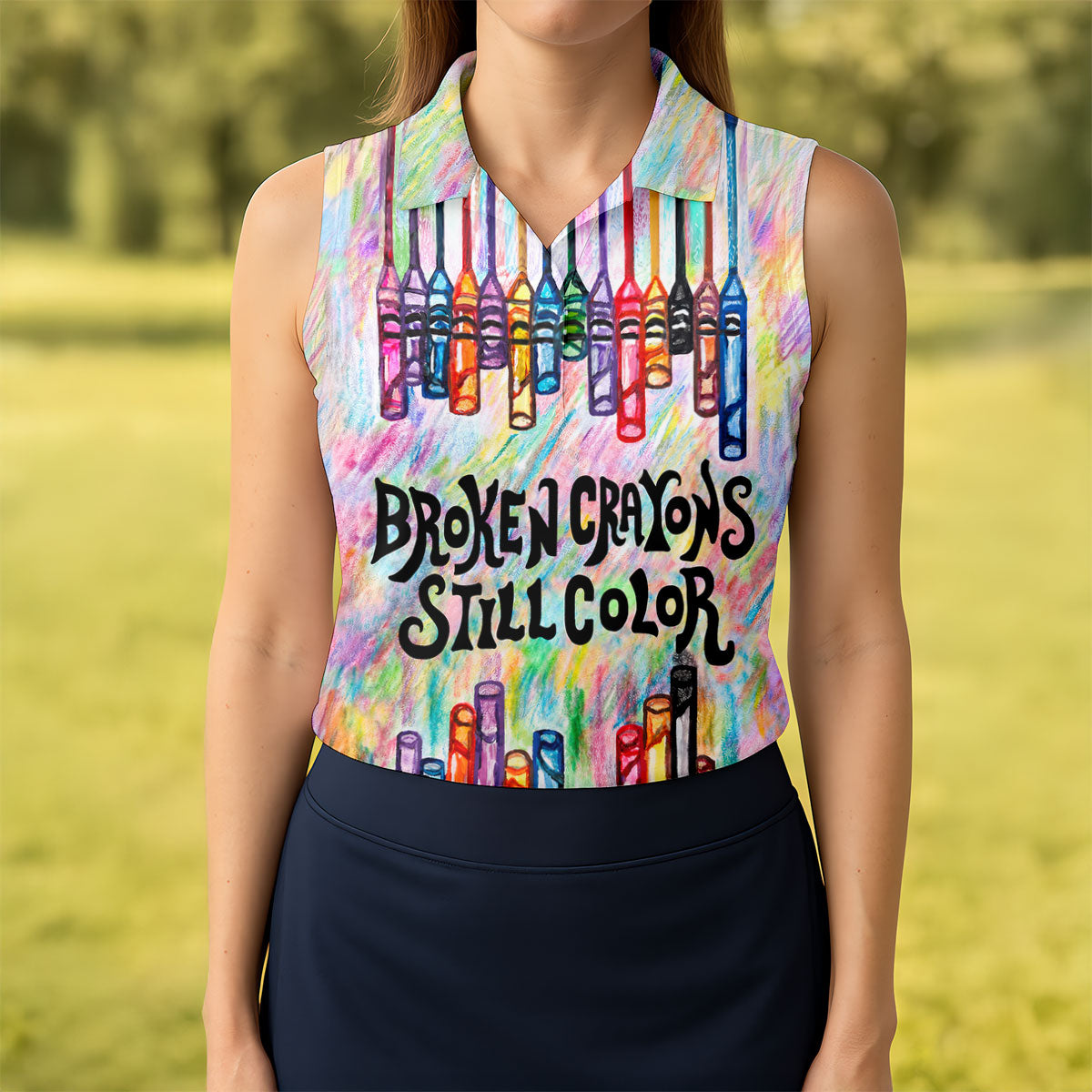 Broken Crayons Still Color Suicide Awareness Golf Polo Shirt, Women's Golf Polo
