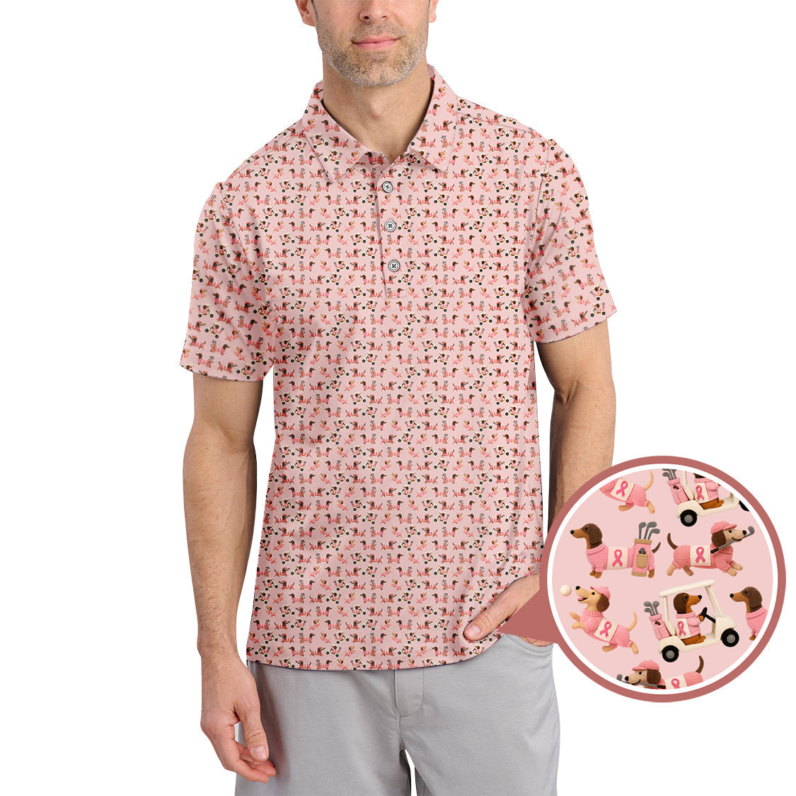 Dachshund Golf Shirt For Golfer, Breast Cancer Golf Shirt, Funny Pattern Golf Shirts