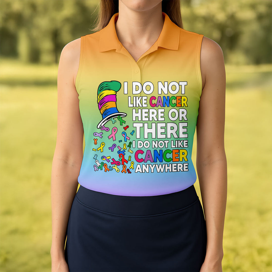 Do Not Like Cancer Anywhere Breast Cancer Polo Shirt, Ladies Golf Top, Women’s Golf Polo