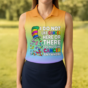 Do Not Like Cancer Anywhere Breast Cancer Polo Shirt, Ladies Golf Top, Women’s Golf Polo