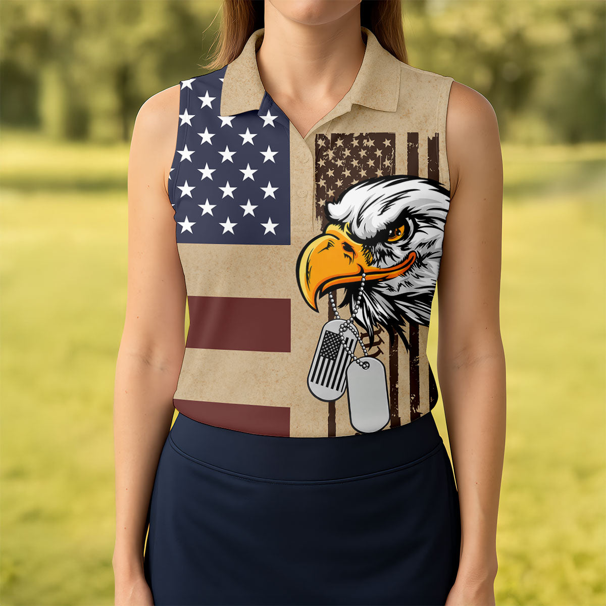250 Years Bald Eagle American Flag Vintage Golf Shirt, Patriotic 4th Of July Golf Shirt For Women