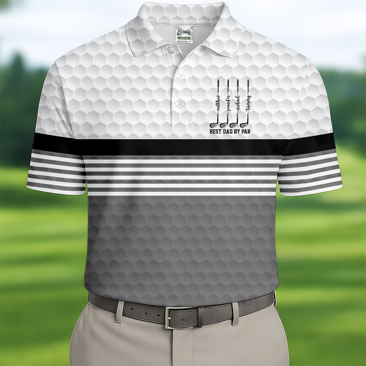 Best Dad By Par Golf Ball Pattern Father's Day Golf Shirt, Golf Gift For Dad, Polo Shirts For Men