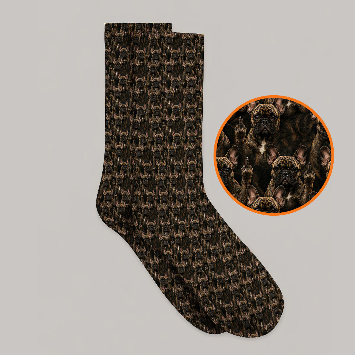 French Bulldog Pattern Golf Socks, Brindle Frenchie Golf Sock, Golf Gift For Golfer