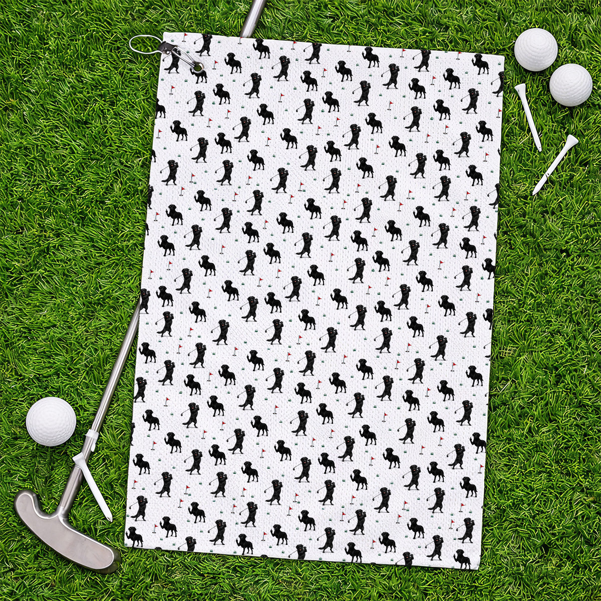 Funny Black Labrador Golf Towel, Lab Dog Pattern Golf Towels, Crazy Golf Gift For Golfer