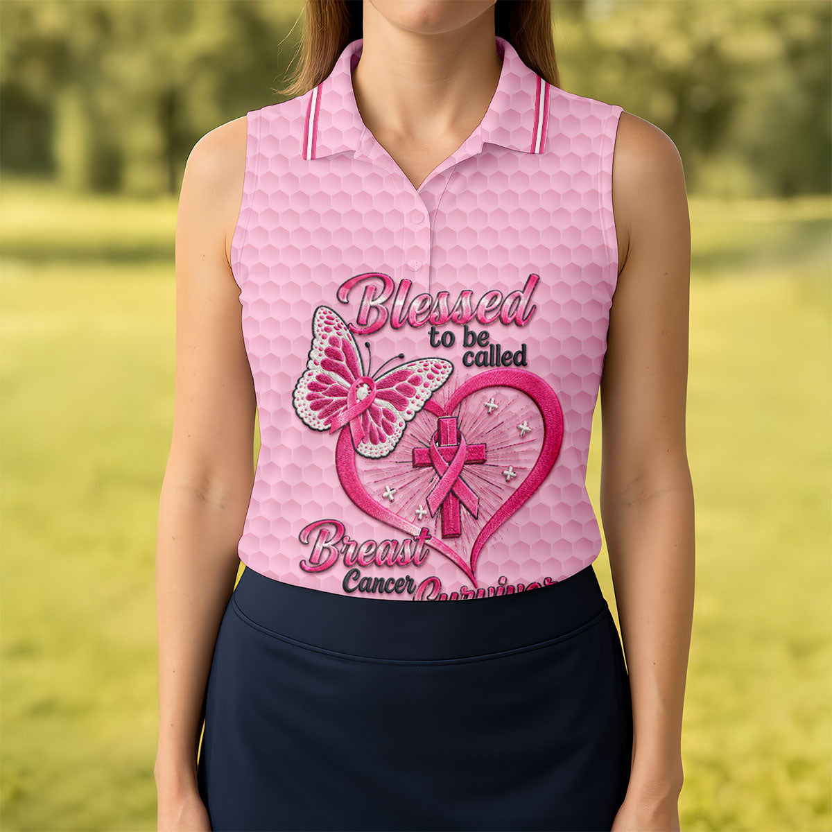 Blessed To Be Called Breast Cancer Survivor Shirt, Womens Golf Polo, Golf Shirts For Women