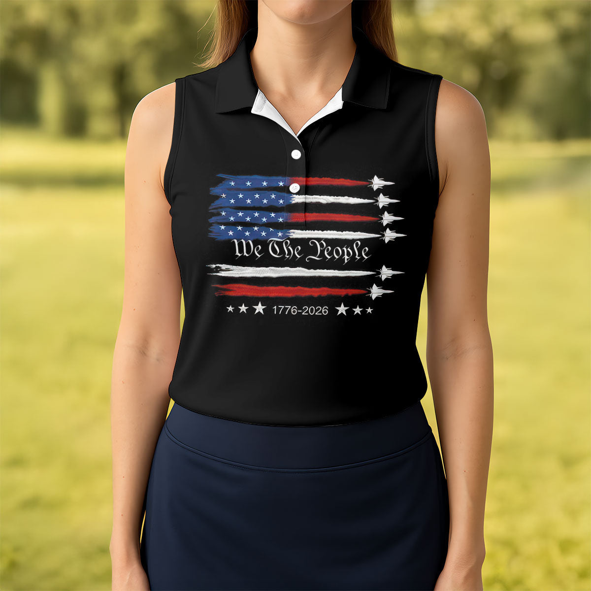 Independence Day Flag We The People Golf Shirt, Patriotic 4th Of July Golf Shirt For Women