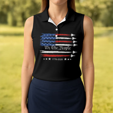 Independence Day Flag We The People Golf Shirt, Patriotic 4th Of July Golf Shirt For Women