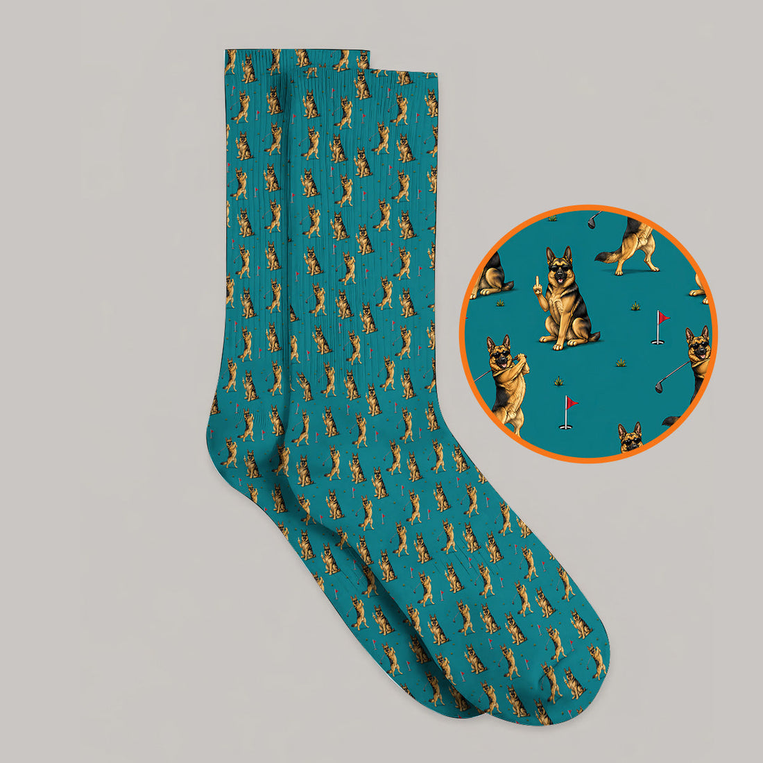 Funny German Shepherd Golf Socks, Dog Lover Pattern Golf Sock, Golf Gift For Golfer