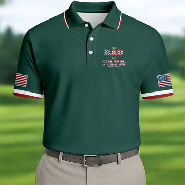 Green First Dad Now Grandpa Golf Polo Shirt, Golf Shirts For Men, Mens Golf Apparel
