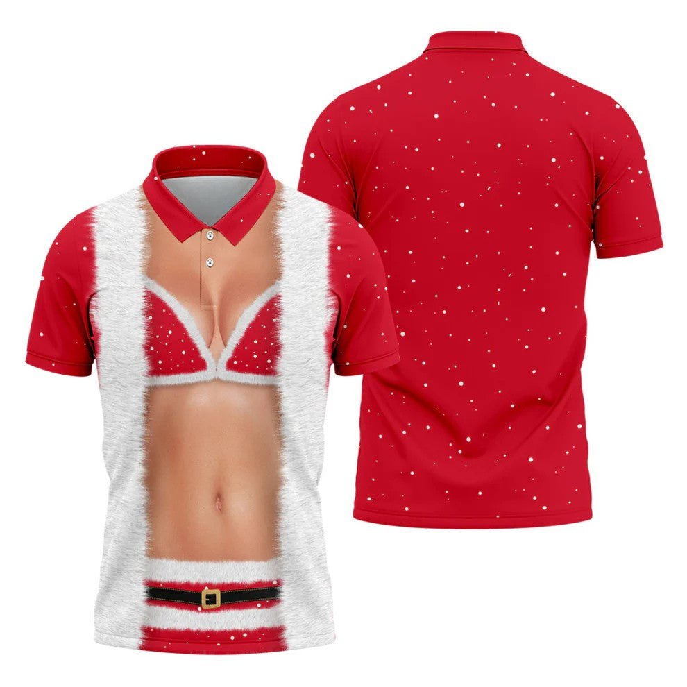 Funny Mrs Claus Costume Christmas Golf Shirt, Men's Golf Shirt, Hawaiian Golf Shirt, Printed Golf Shirts