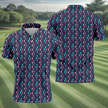 Funny Colorful Bigfoot Golfer Pattern Polo Shirt, Polo Shirts For Men, Mens Golf Shirts