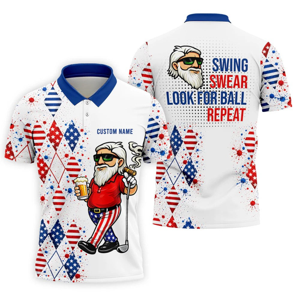 Patriotic Man Golf And Beer Argyle Pattern 4th Of July Golf Shirt, 250 Years Golf Shirts For Men
