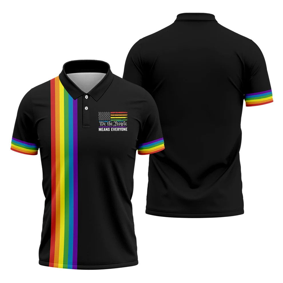 We The People Means Everyone American Pride LGBT Support Golf Tops For Men, Golf Shirts For Men