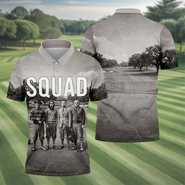 Horror Golfer Squad Halloween Golf Polo Shirt, Golf Shirts For Men, Printed Golf Shirts