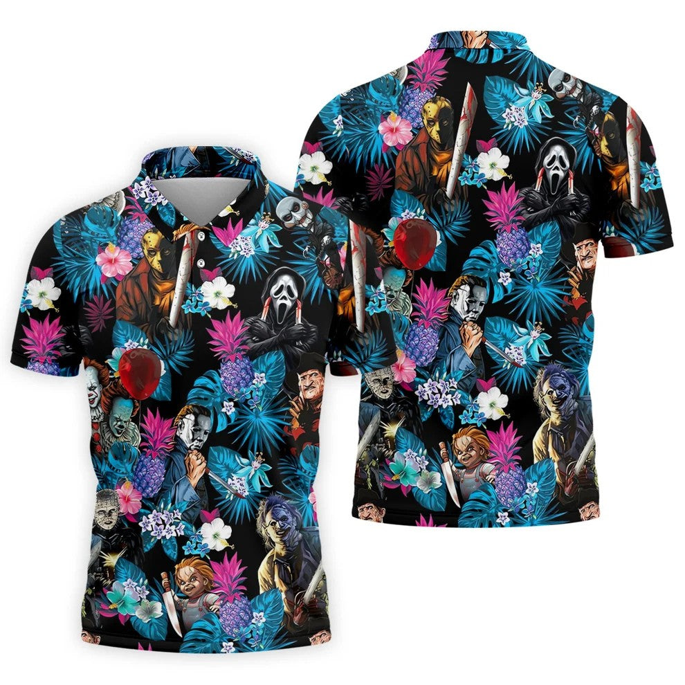Tropical Horror Character Halloween Golf Shirt, Golf Shirts For Men, Mens Golf Apparel