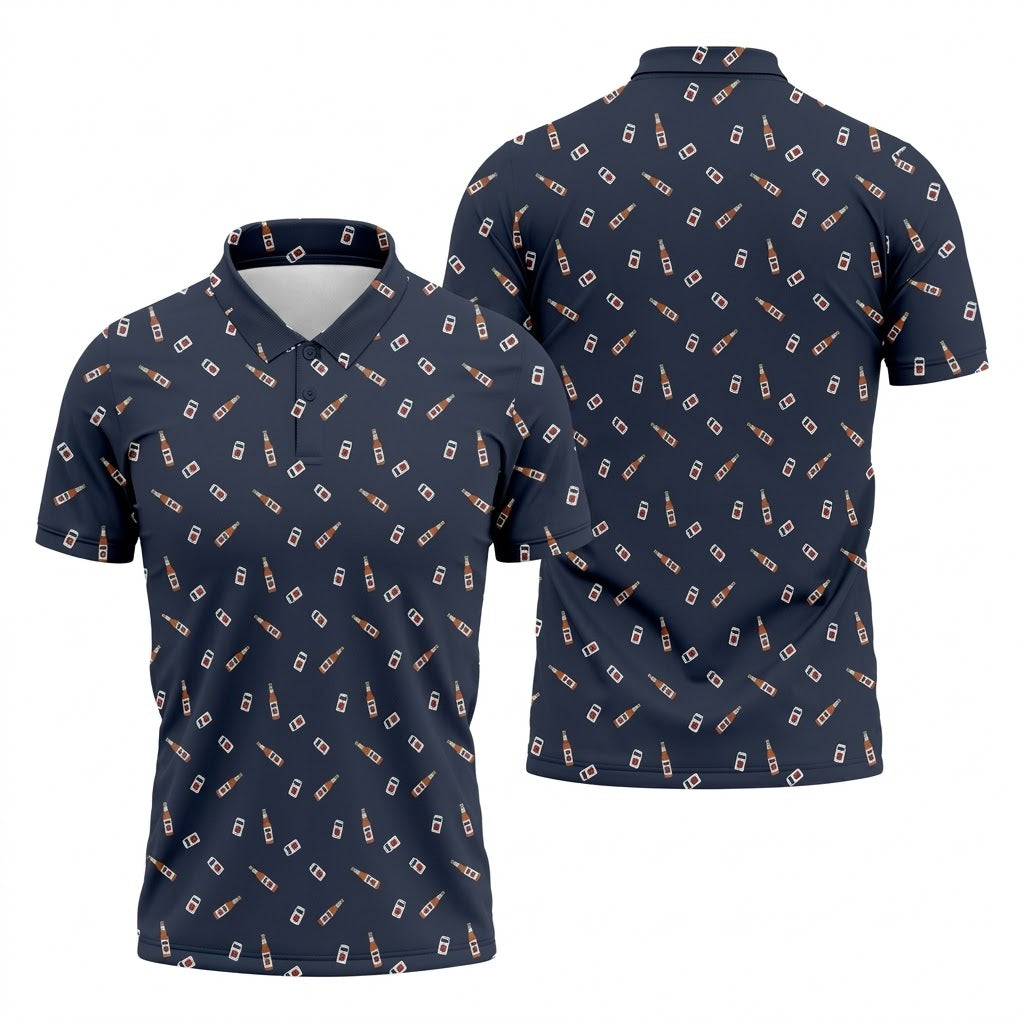 Golf And Beer Navy Golf Shirt, Men's Funny Golf Shirts, Golf Tops For Men, Golf Shirts For Men