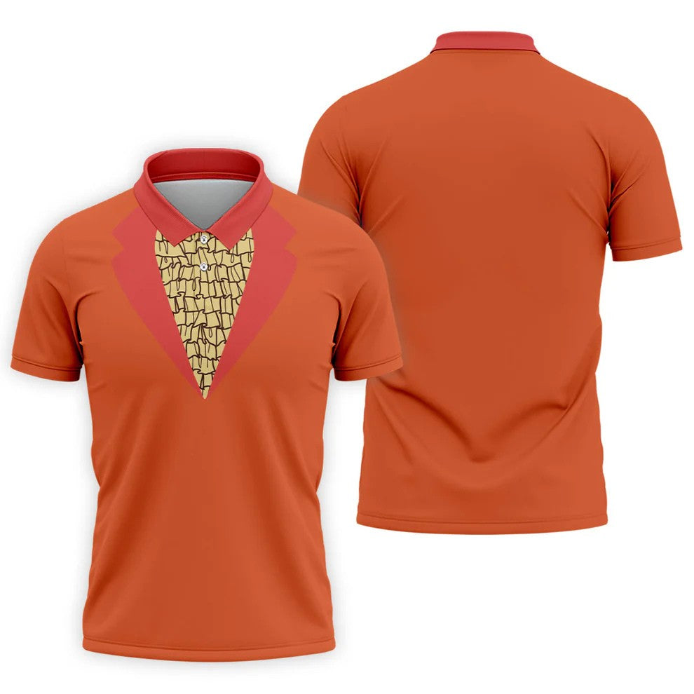 Orange Blue Tuxedo Men's Funny Golf Shirts, Father's Day Golf Shirt, Golf Gift For Dad