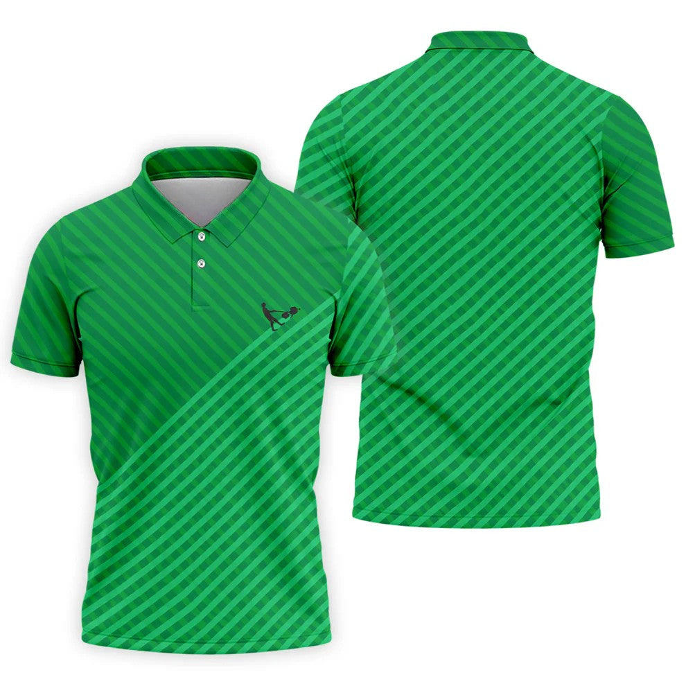 Lawn Mower Green Cross Stripe Father's Day Golf Shirt, Polo Shirts For Men, Golf Gift For Dad