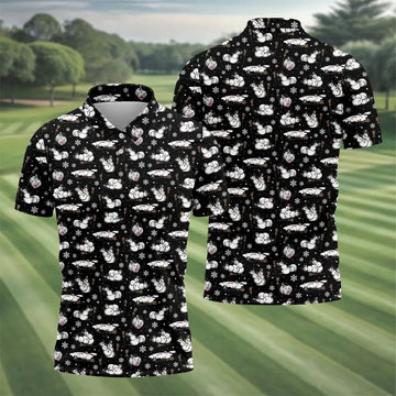 Funny Snowman Naughty Couple Black Golf Shirt, Christmas Golf Shirt, Golf Gift For Him, Polo Shirts For Men