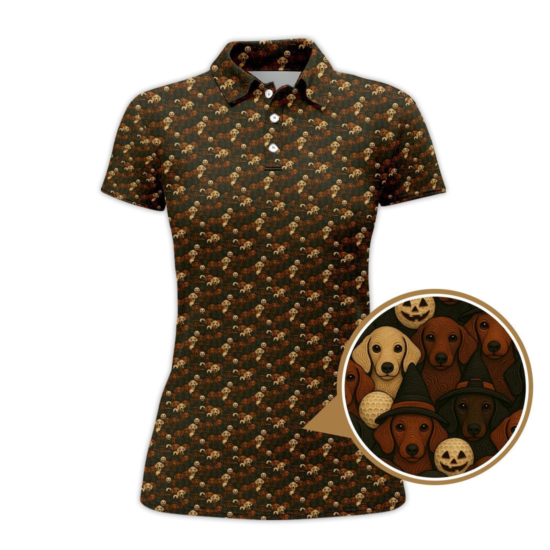 Halloween Golf Shirt, Dachshund Golf Shirt For Golfer, Funny Pattern Golf Shirt For Men