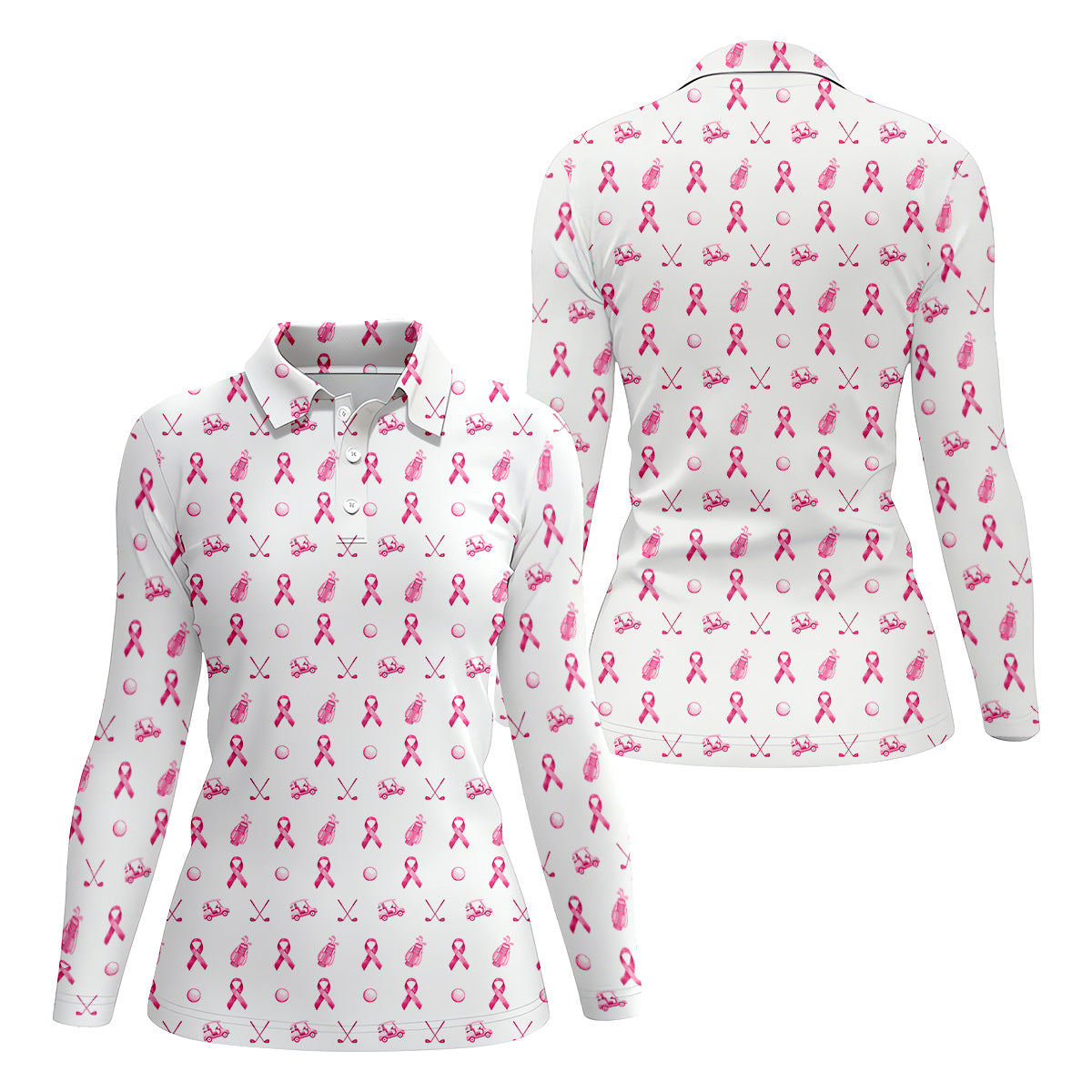 Pink Ribbon Women Golf Shirt, Breast Cancer Golf Shirt, Breast Cancer Awareness Shirts, Ladies Golf Shirt