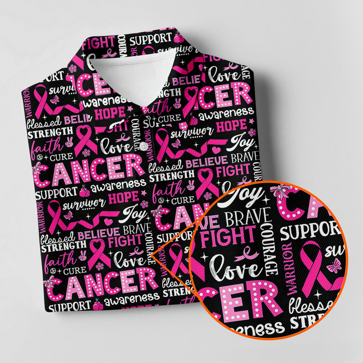 Pink Ribbon Breast Cancer Awareness Shirt, Golf Polo ShirtGolf Shirts For Men, Golfing Apparel
