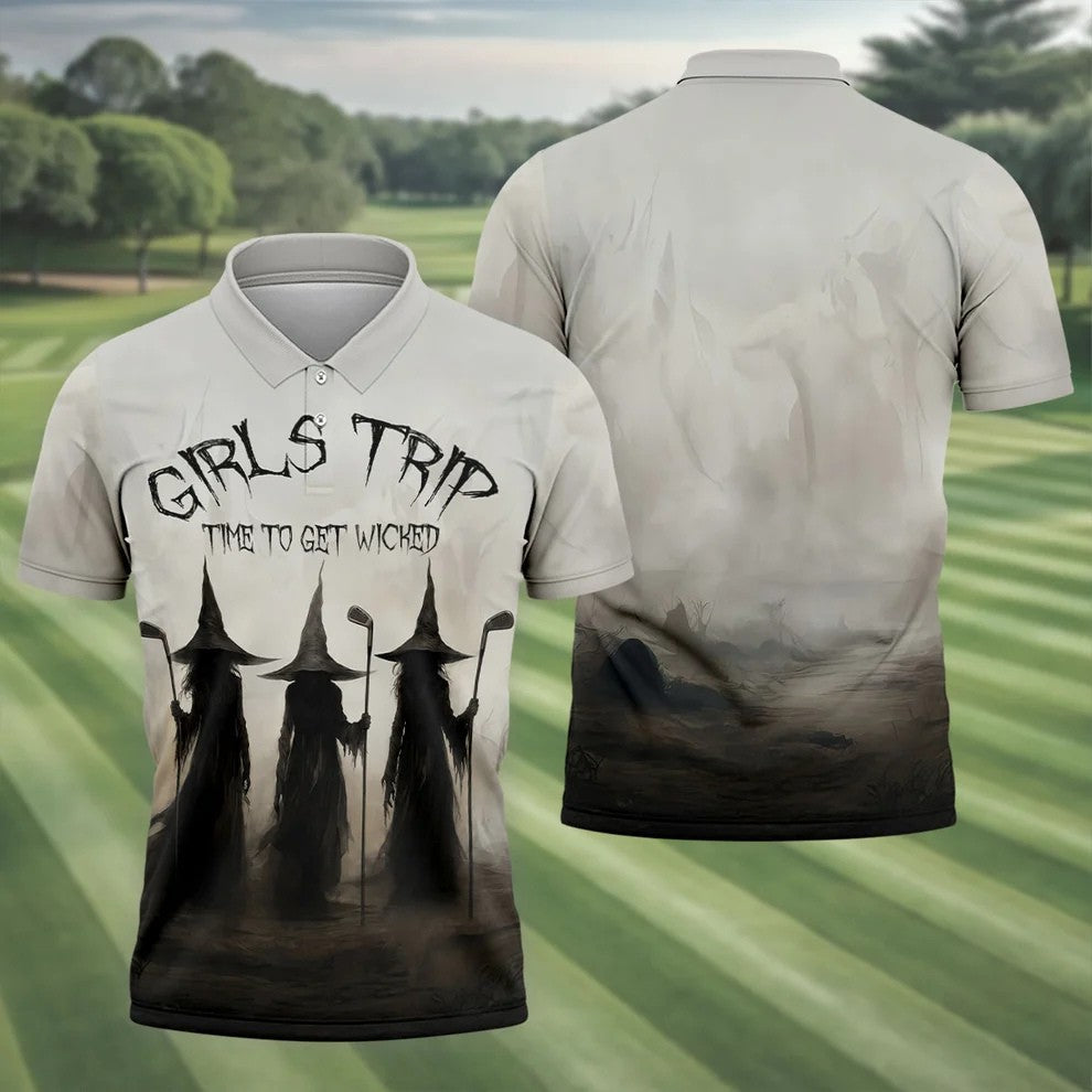 Girls Trip Time To Get Wicked Golf Polo Shirt, Men's Golf Shirt, Hawaiian Golf Shirt