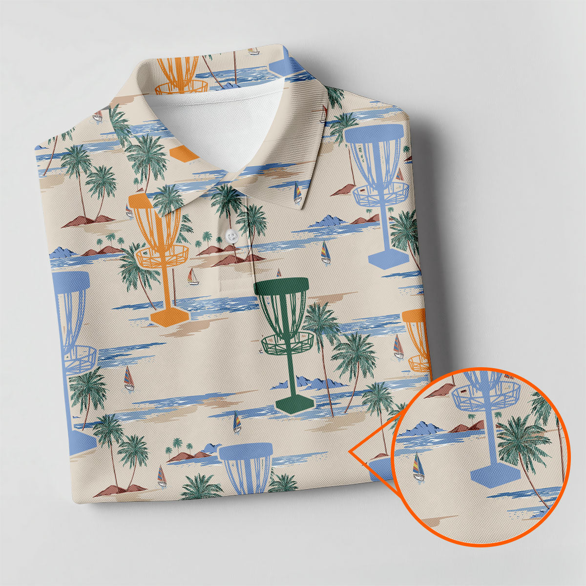 Beach Disc Golf Basket Pattern Polo Shirt, Golf Shirts For Women, Women’s Golf Polo