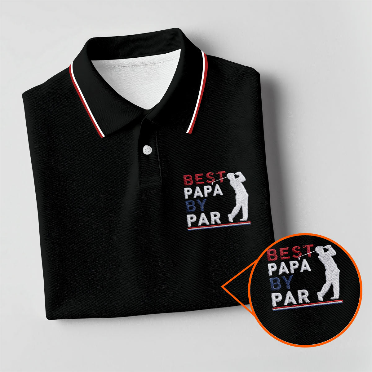Black Best Papa By Par Embroidered Golf Polo Shirt, Ladies Golf Tops, Women’s Golf Polo