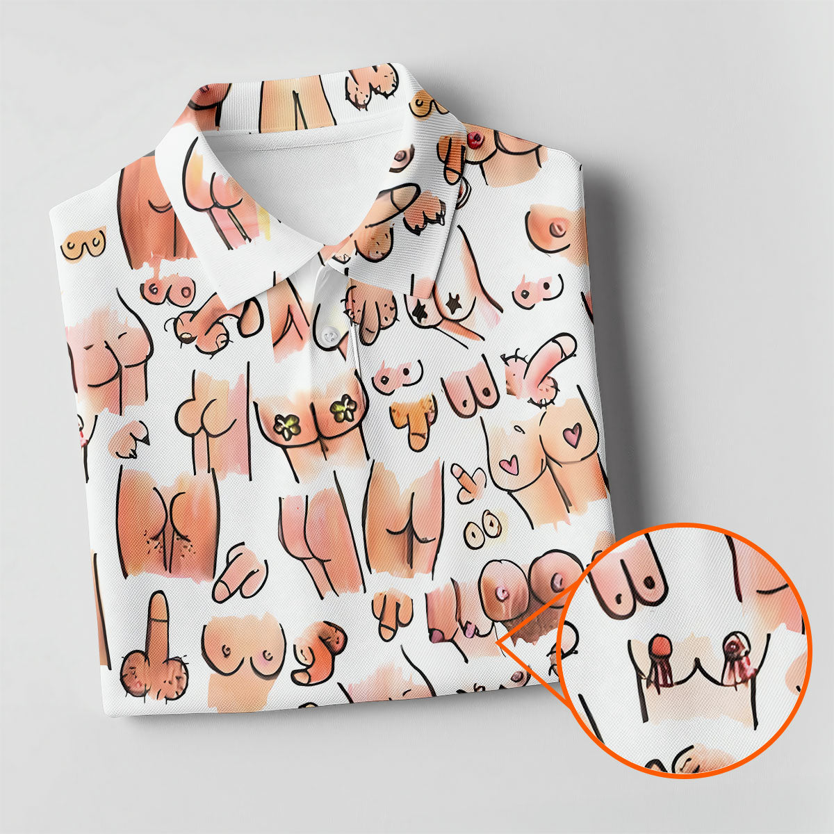 Funny Adult Body Parts Pattern Shirt, Mens Golf Polo, Printed Golf Shirts