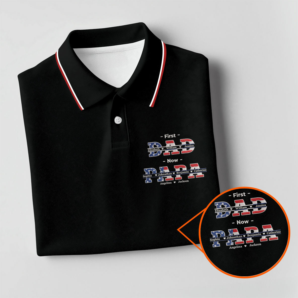 Black First Dad Now Grandpa Golf Polo Shirt, Mens Golf Shirts, Golf Apparel For Men