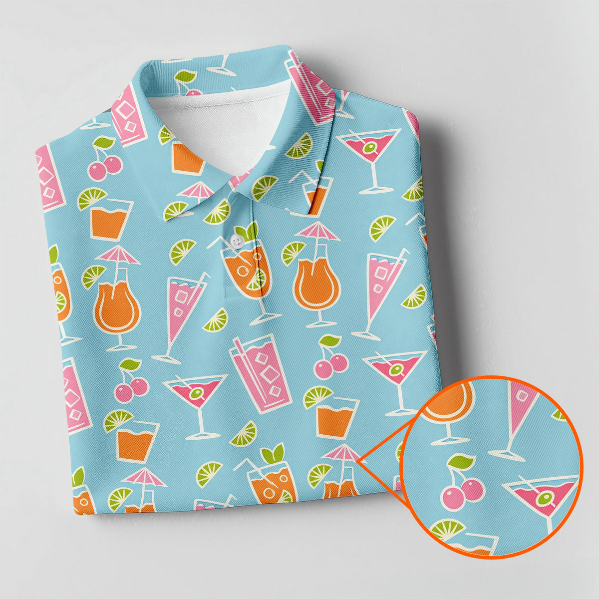Tropical Cocktail Drinks Pattern Golf Shirt, Women’s Golf Apparel, Golf Tops For Women