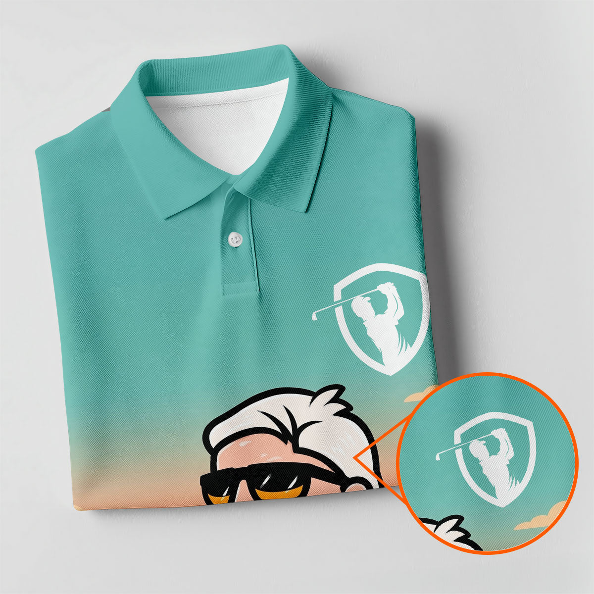 Retro Desert Bearded Golfer Women's Golf Tops, Golf Polo For Women, Women’s Golf Apparel
