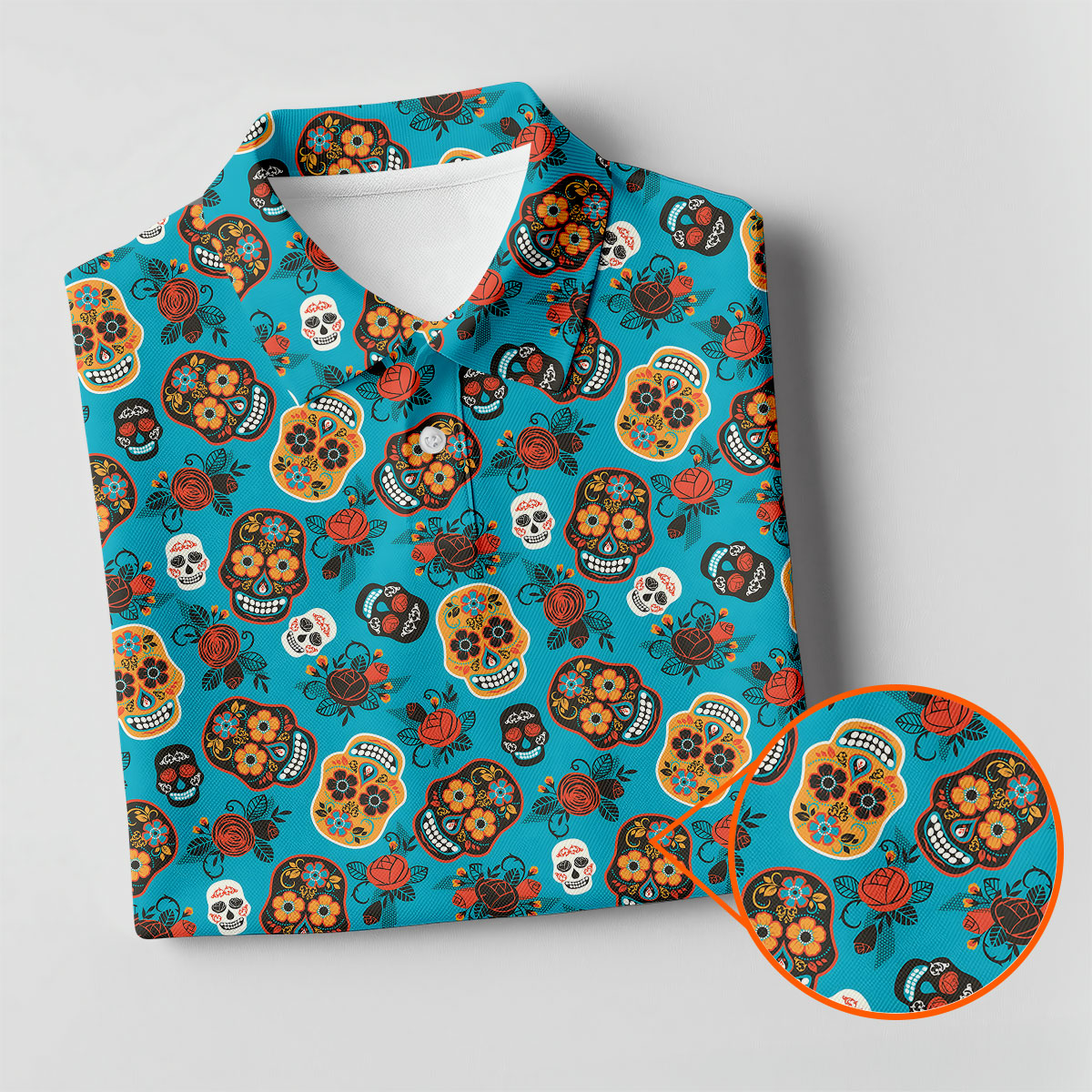 Sugar Skulls And Roses Cinco De Mayo Celebration Fiesta Themed Golf Shirts For Men