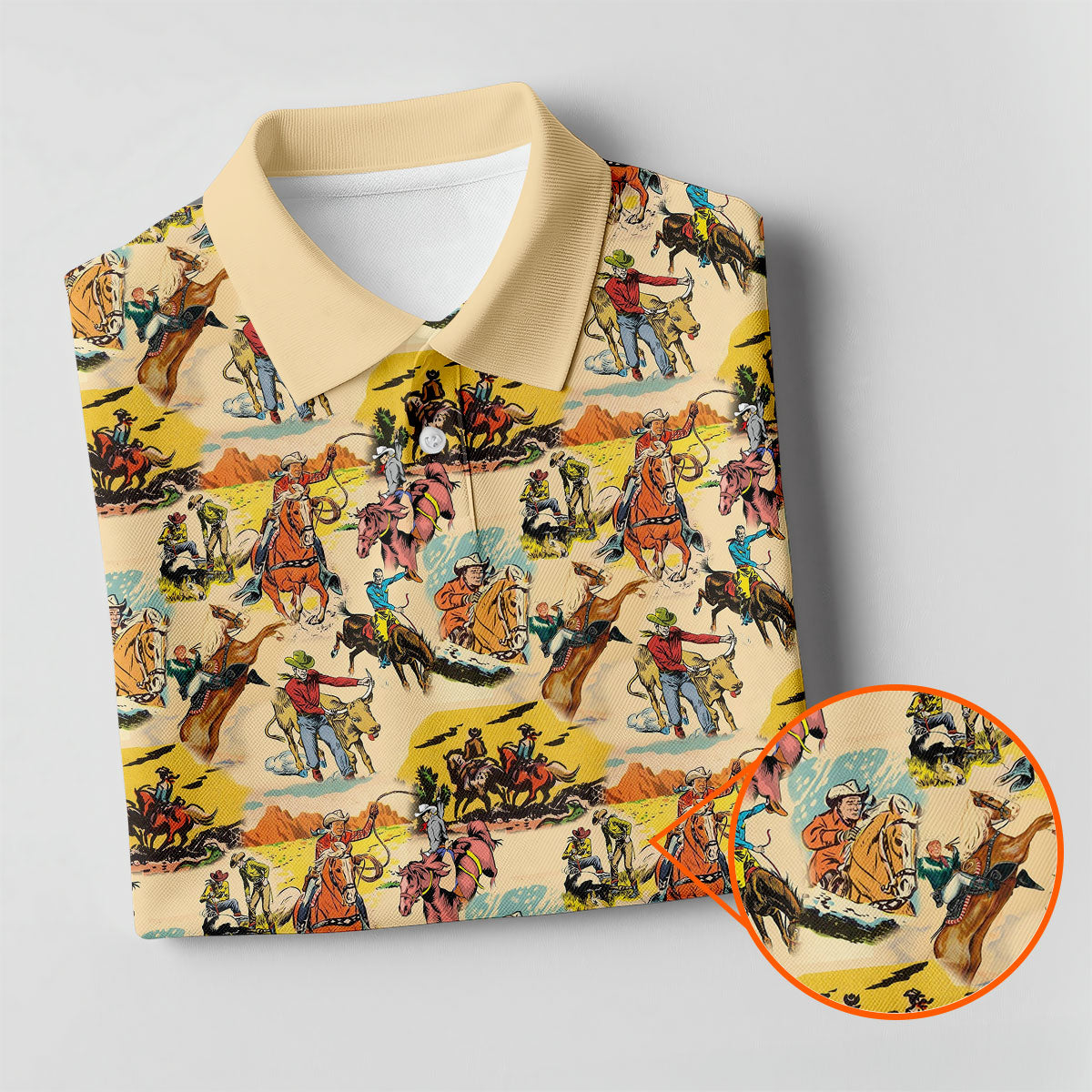 Vintage Cowboy Western Theme Old West Women Golf Top, Ladies Golf Shirts, Golf Shirt For Women