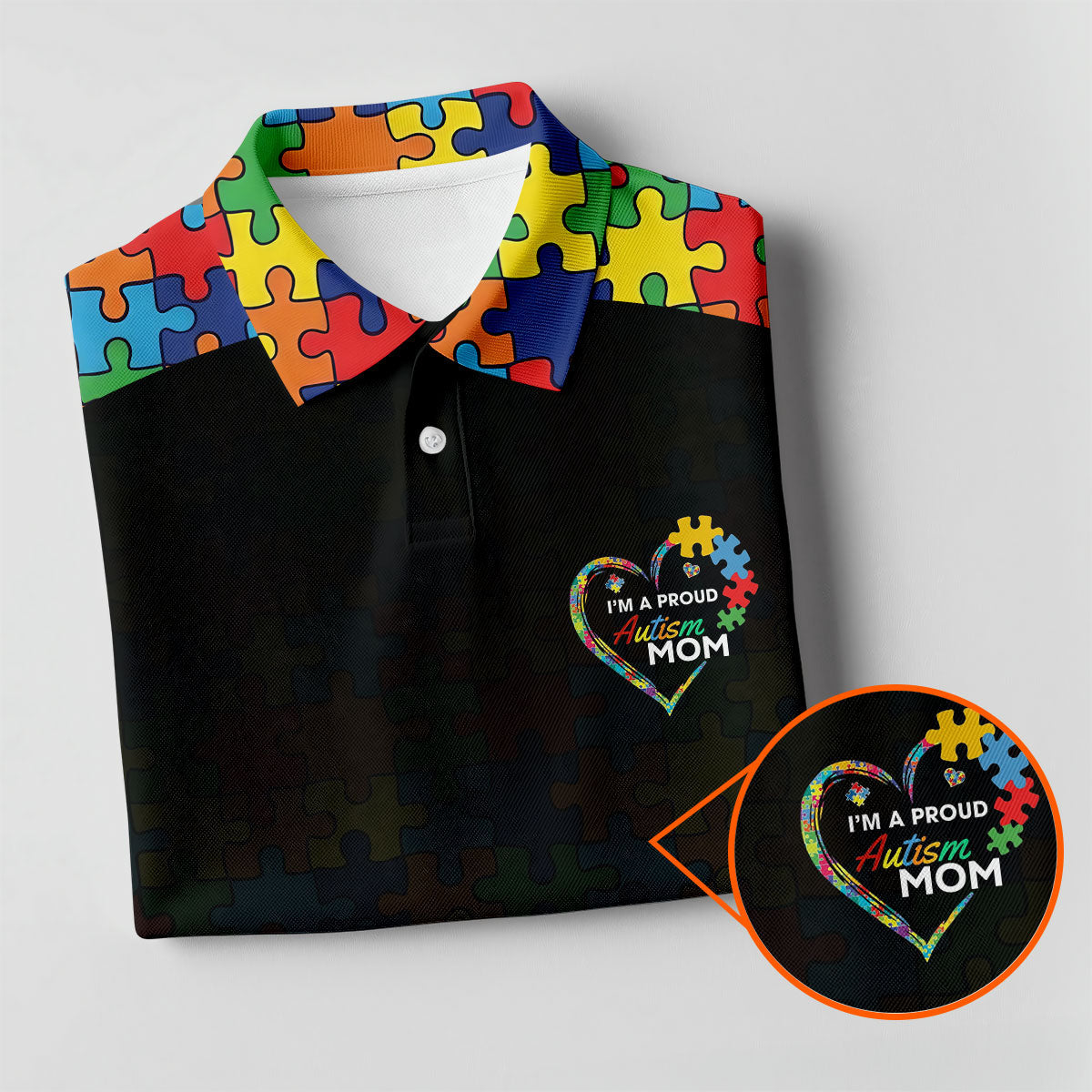 I'm A Proud Autism Mom Autism Awareness Puzzle Pattern Black Fade Women's Golf Tops, Golf Gifts For Mom