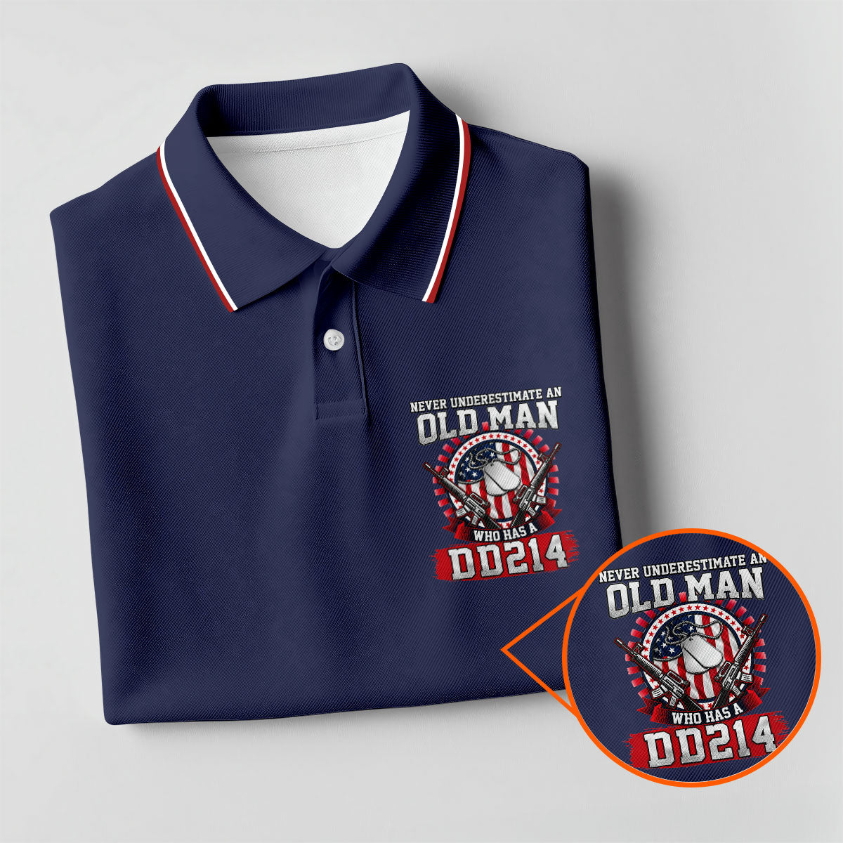 Never Underestimate An Old Man Who Was A DD214 Veterans Golf Shirts For Men, 250 Years Patriotic Golf Shirt