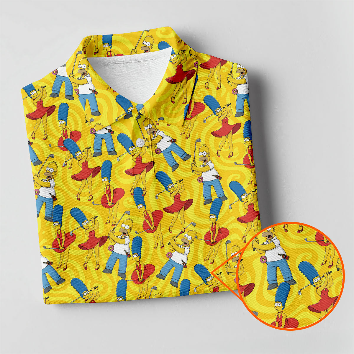 Funny Cartoon Couple Golf Pattern Polo Shirt, Golf Shirts For Women, Women’s Golf Polo